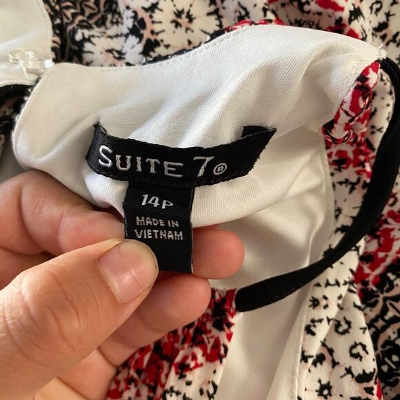 Suite 7 Maxi Dress 14P Petite Red Black Geometric Print NWT Sleeveless Summer Dr - Picture 3 of 6